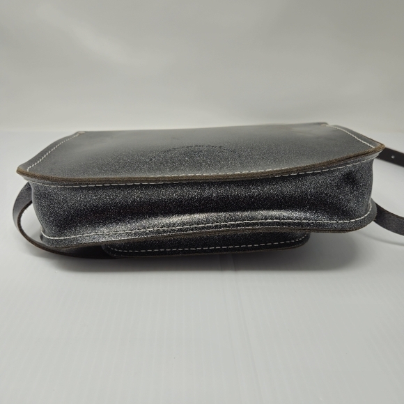 Cambridge Satchel Leather Crossbody Bag Graphite Black Metallic Glitter Sparkle - Picture 15 of 15